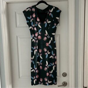 Cynthia Rowley Dark Green Floral Shift Dress